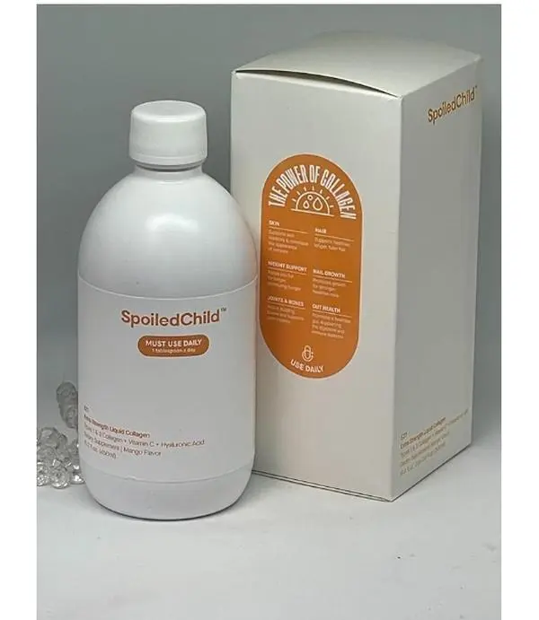 SpoiledChild Collagen Peptides + Vitamin C + Hyaluronic Acid Liquid Collagen Mango Flavor 400 ml (13.5 Fl oz)