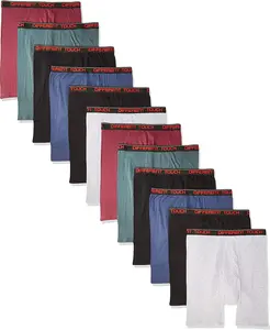 Men’s Long Leg Boxer Briefs | Big & Tall Assorted Colors | 12-Pack | Different Touch