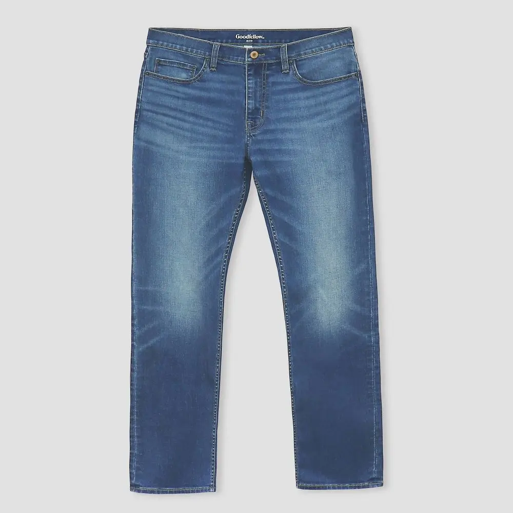 Goodfellow & Co Men's Athletic Fit Jeans Medium Wash 36x32 Relaxed 77% Cotton 22% Recycled Polyester 1% Spandex