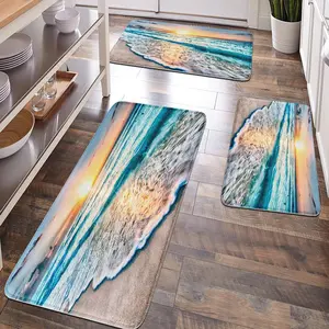 [Popular Choice]1pc, home decoration, room decoration, bathroom decoration, bathroom floor mat, bathroom anti-slip mat, kitchen decoration, kitchen floor mat, beach pattern floor mat, ocean style floor mat, soft and comfortable surface, relaxing soles and