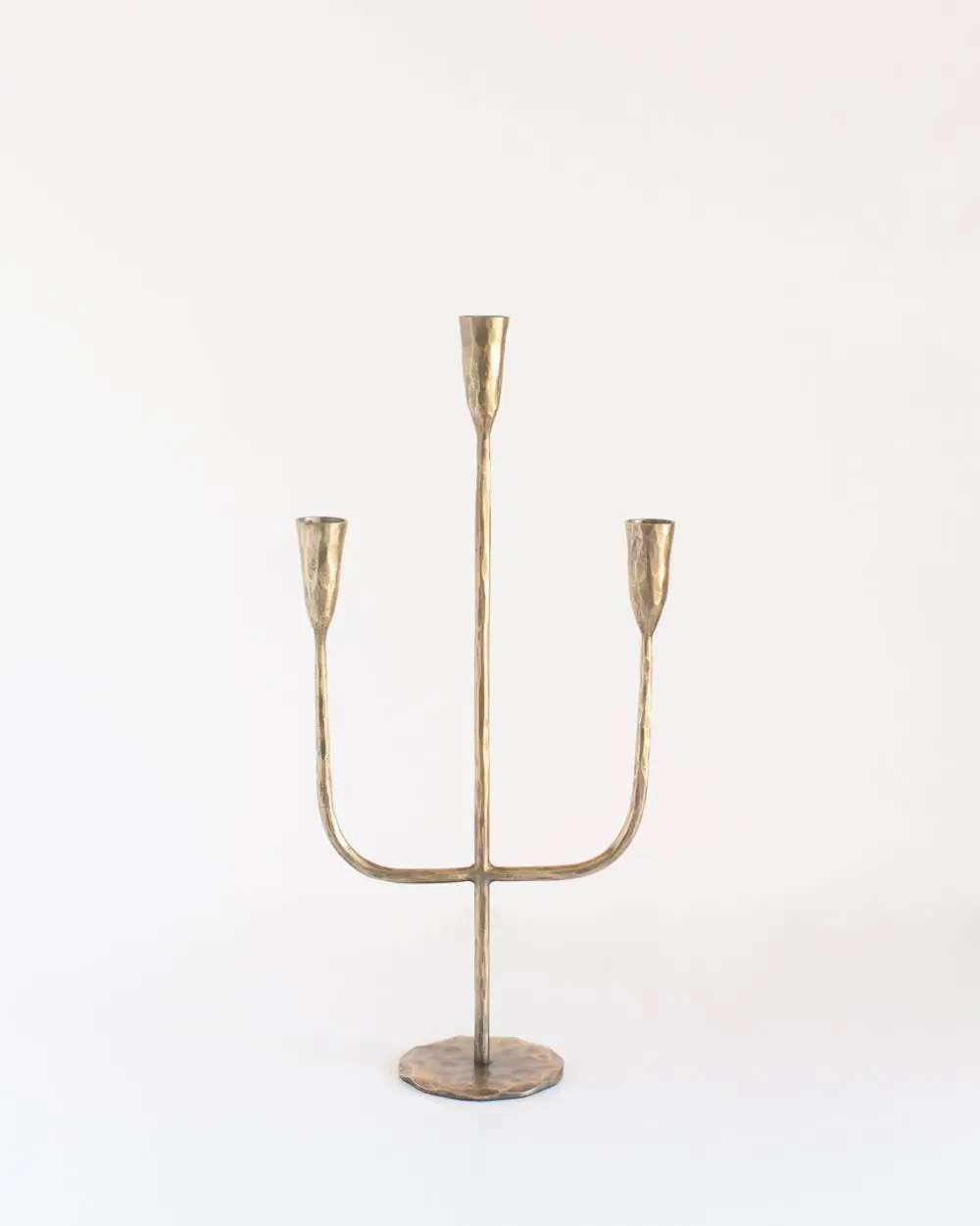 Hand-Forged Iron Candelabra – Brass Finish