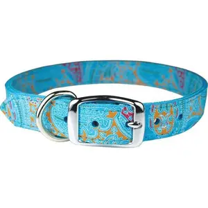 Leather Brothers  1 x 24 in. Paisley Dog Collar, Turquoise