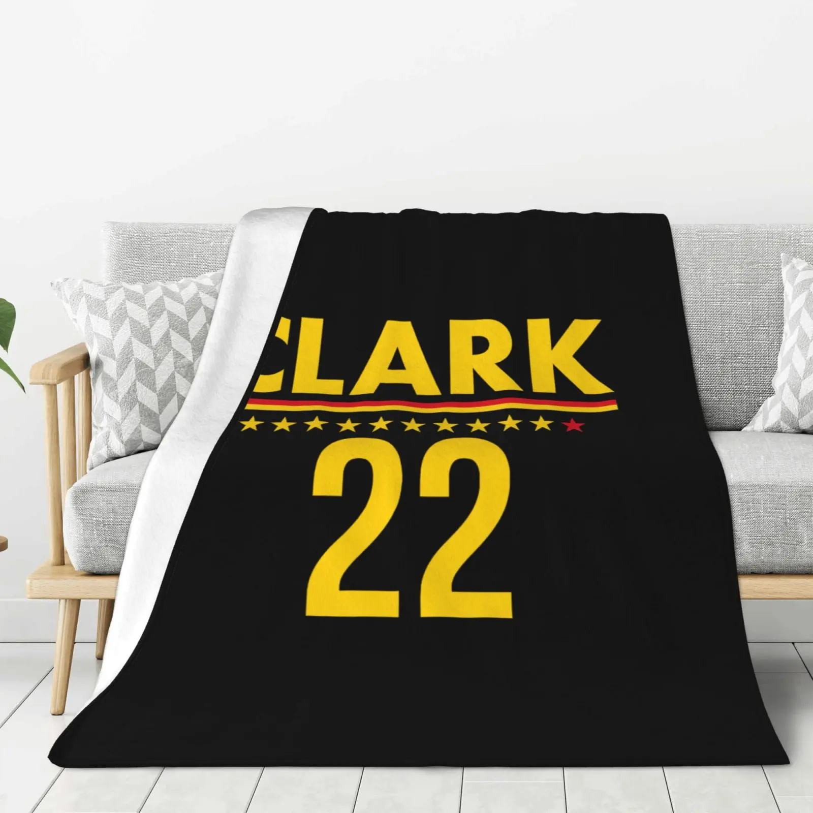 Caitlin Clark Classic Geometric Patterned Velvet Fabric Sherpa Blanket - Reversible, Warmth Retentive All-Season Throw for Beds, Sofas, Home & Travel Bedding Accessory (Patterned Statement Blanket)