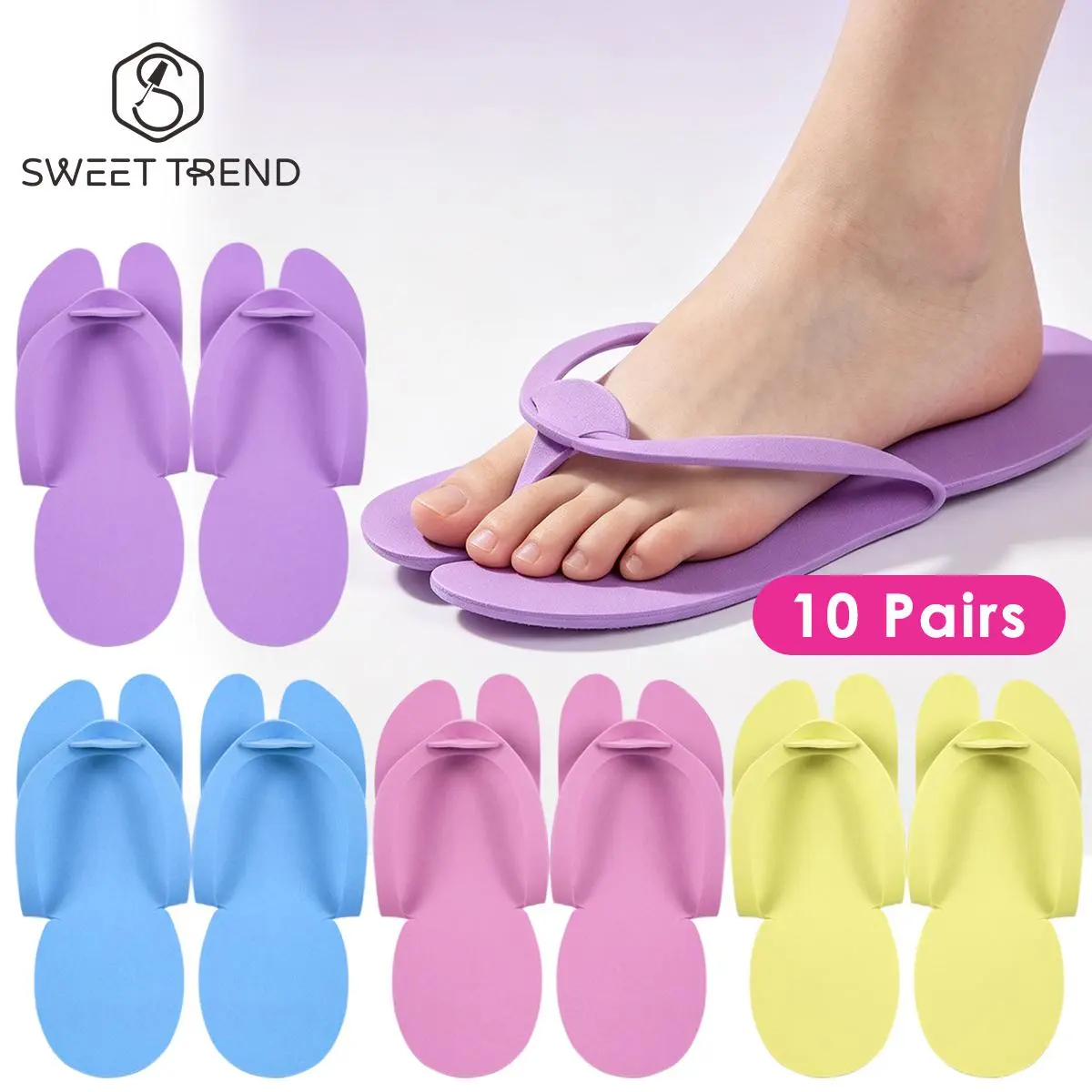 10 Pairs SPA Disposable EVA Nail Slippers Portable Lightweight Flip-flops Foldable Soft Slippers Salon el Pedicure Supplies
