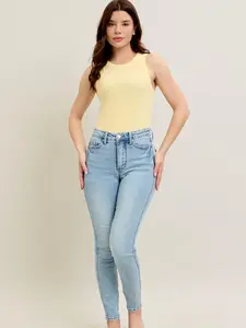 Carmen Judy Blue  Mid Rise Tummy Control Skinny Jeans