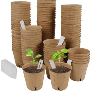 100 Pack Seed Starter Tray Kit, Biodegradable Peat Pots for Seedling with 100  Labels,  Garden Germination Tray for Flower Vegetables  (3" x 3")