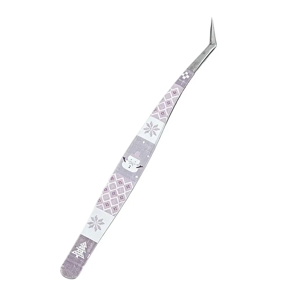 Stainless Steel Curved Stickers Tweezers High Precision Cartoon Lashes Extension Tweezer Anti-static Eyelash Curler