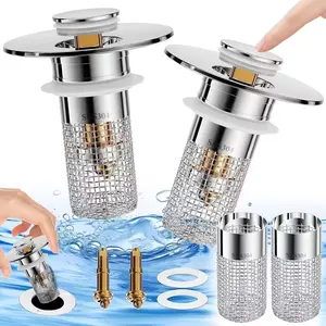 Bathroom Sink Plug, Small Diameter Sink Filter Basket, Pop-Up Stainless Steel Floor Drain Filter, Hair Catcher, 1.1-1.29 Inch, Bathroom Accessories, Durable Material, Easy to Clean, Sink Compatibility, Bathroom Gadgets