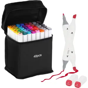 Based Markers 48 Colors, Dual Tip Art Sketch Markers, Drawing Pens Permanent Markers for Adult  Artist Coloring