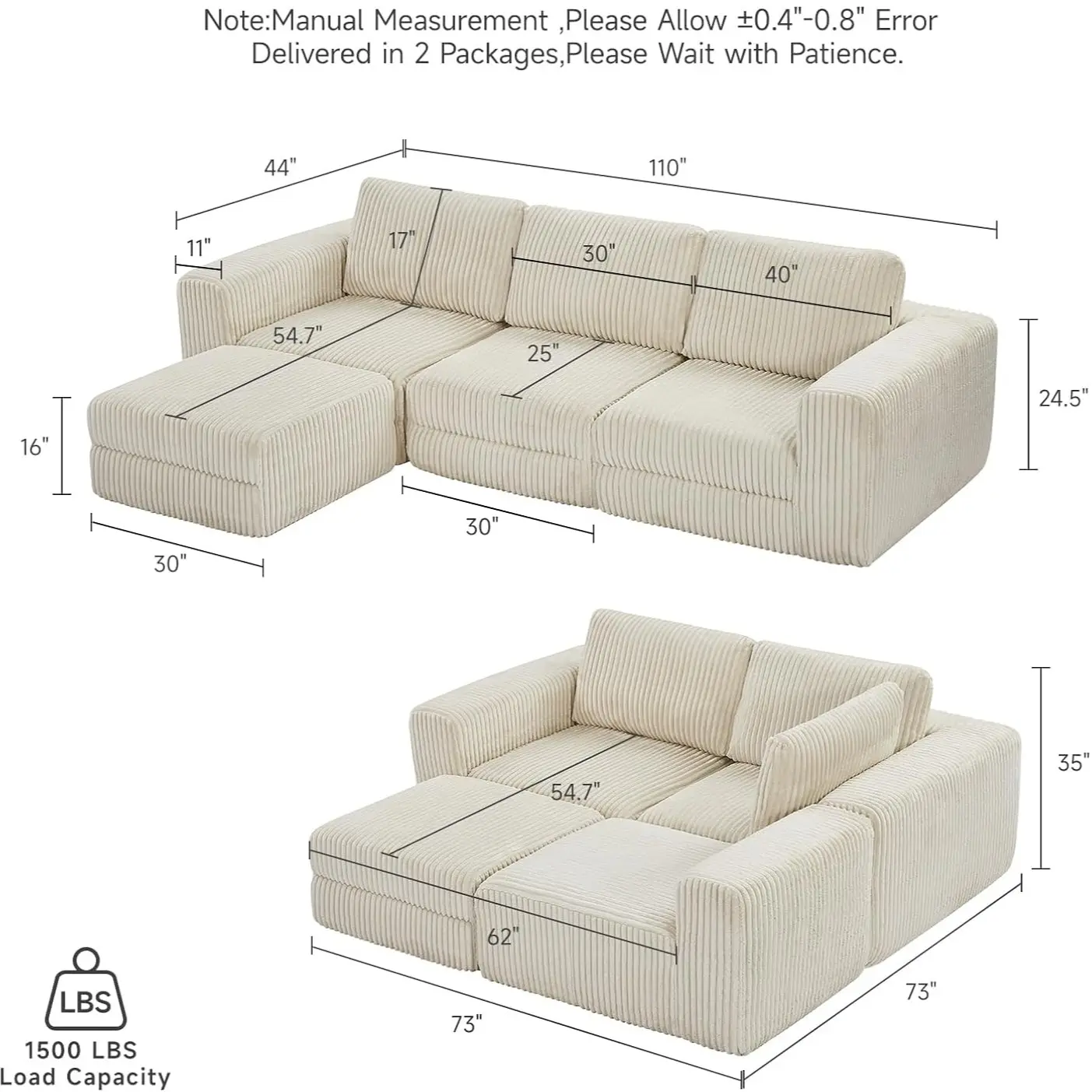 Beige(Without storage Ottoman)