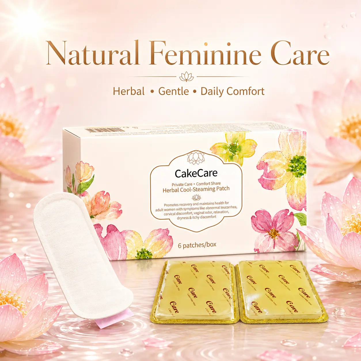 Feminine Natural Herbs Care Pads– Natural Botanical Formula with Snow Lotus, Motherwort & Safflower Extracts, Designed for Daily Personal Care, Provides Gentle Comfort, Fresh Feeling & Soothing Care, Ideal for Women’s Everyday Hygiene Routine & Self-Care