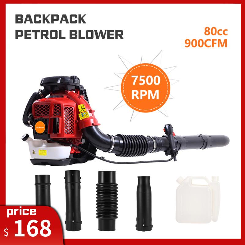 2-Stroke Engine 900CFM Air Volume 2.3L Tank Leaf Blower 80CC Gas Powered Backpack Snow Blower