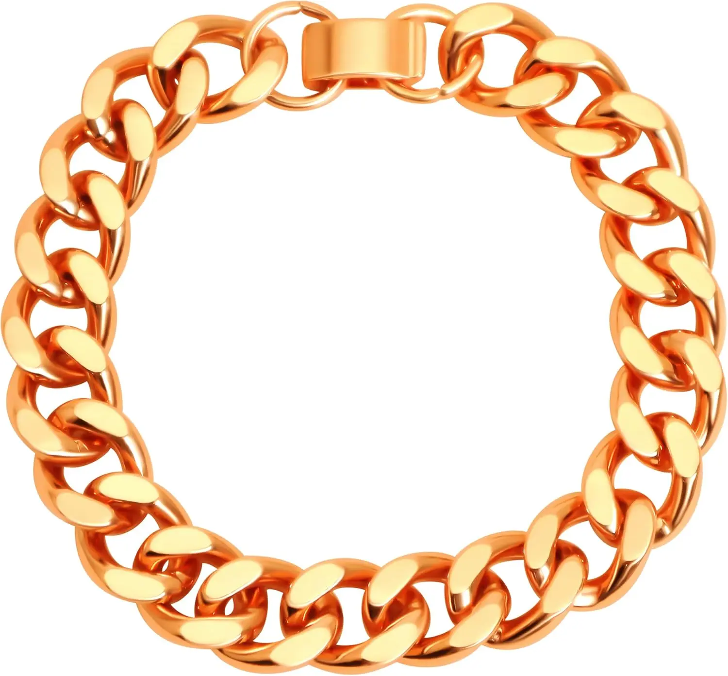 outROAR Gear Copper Bracelet 8.5 Inches Pure Solid Copper Cuban Link Curb Heavy Thick Chunky Men’s Wrist Chain Biker Rider