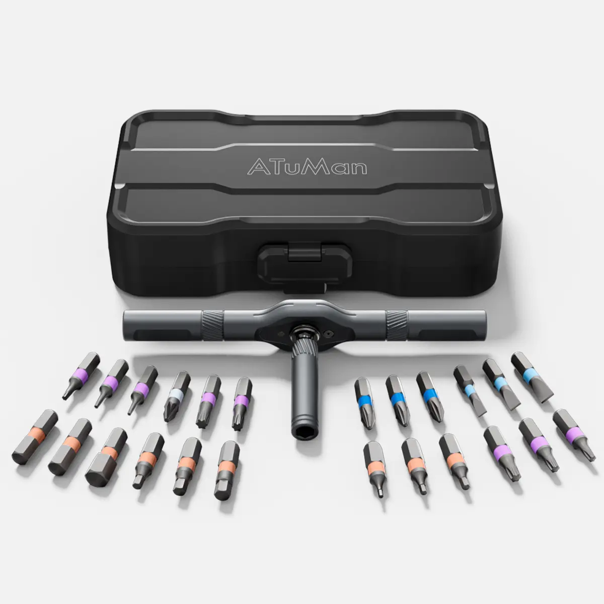 【SummerVibes】ATUMAN 24 in 1 DlY Screwdriver Set,1 Set SwitchableScrewdriver Shape Magnetic Screwdriver Set,Compact and Portable Ratchet Screw0driver SetHome Repair Tool Box
