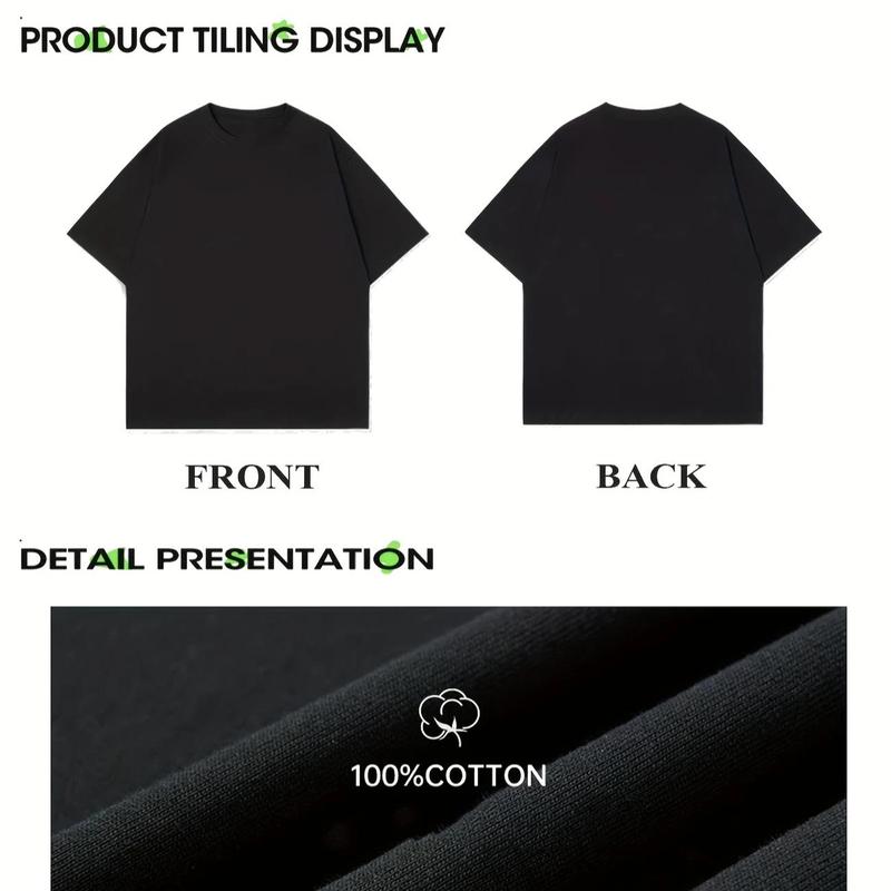 Trendy Oversized Cotton Tee Featuring Hasbulla Meme Design for Plus Size Men - Comfortable Crew Neck Shirt Perfect for All Seasons