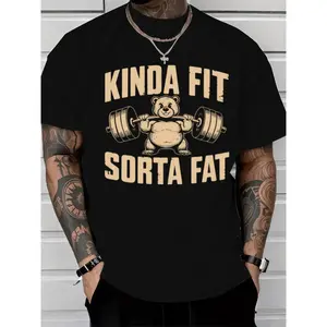 Funny Weightlifting Bear Tee – 100% Cotton Heavyweight Oversized Gym Shirt t shirt graphic tee