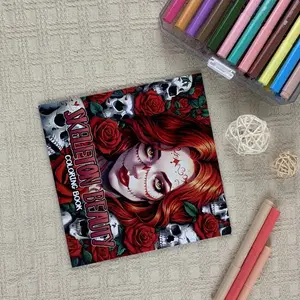 1pc Skeleton Beauty Coloring Book, Gothic Sugar Skull & Day of the Dead Designs, Stress Relief Coloring Book for Adults, Creative Adult Activity
