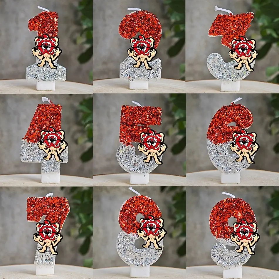 Stranger Eleven Robin Steve Dustin Candles 0-9 Number Cake Decoration Birthday Party Cake Topper Kids Gifts Supplies