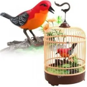 212 MAIN Interactive Singing & Chirping Bird in Cage Pet Toy - Lifelike Movement, Realistic Sounds, Red Color, Sound-Activated, Requires Batteries, Farm Animal & Poultry Supply