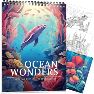 Ocean Coloring Book for Adult Spiral Bound, Adult Coloring Books for Women Relaxation, 30 Pages Thick Paper One Sided Design, Mindfulness Coloring Book, Anxiety Relief Mindfulness Gifts