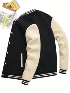 Men's Fleece-Lined Baseball Jacket with Button Closure, Kangaroo Pocket, Suitable for Autumn and Winter, Perfect for Street Style, Jogging Workouts, Travel, Vacation, Outdoor Commuting, Camping Wear, Men's Casual Sports Hooded Coat