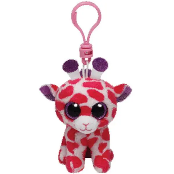 TY Beanie Boos Unisex Keychain - Twigs the Pink Giraffe with Glitter Eyes, 3-in Plastic Clip Accessory