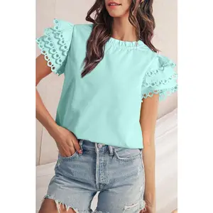 cotton mint ruffle layered blouse