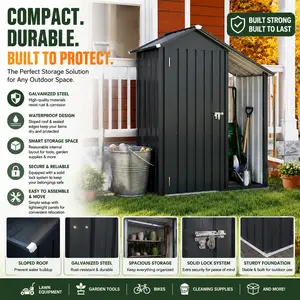 Campcraft Small Metal Compact Garden Shed Galvanized Iron Sheet Waterproof Outdoor Storage Shed with Lockable Door Easy Assemble Portable Tool Organizer Cabinet Utility House for Backyard Patio Balcony Yard