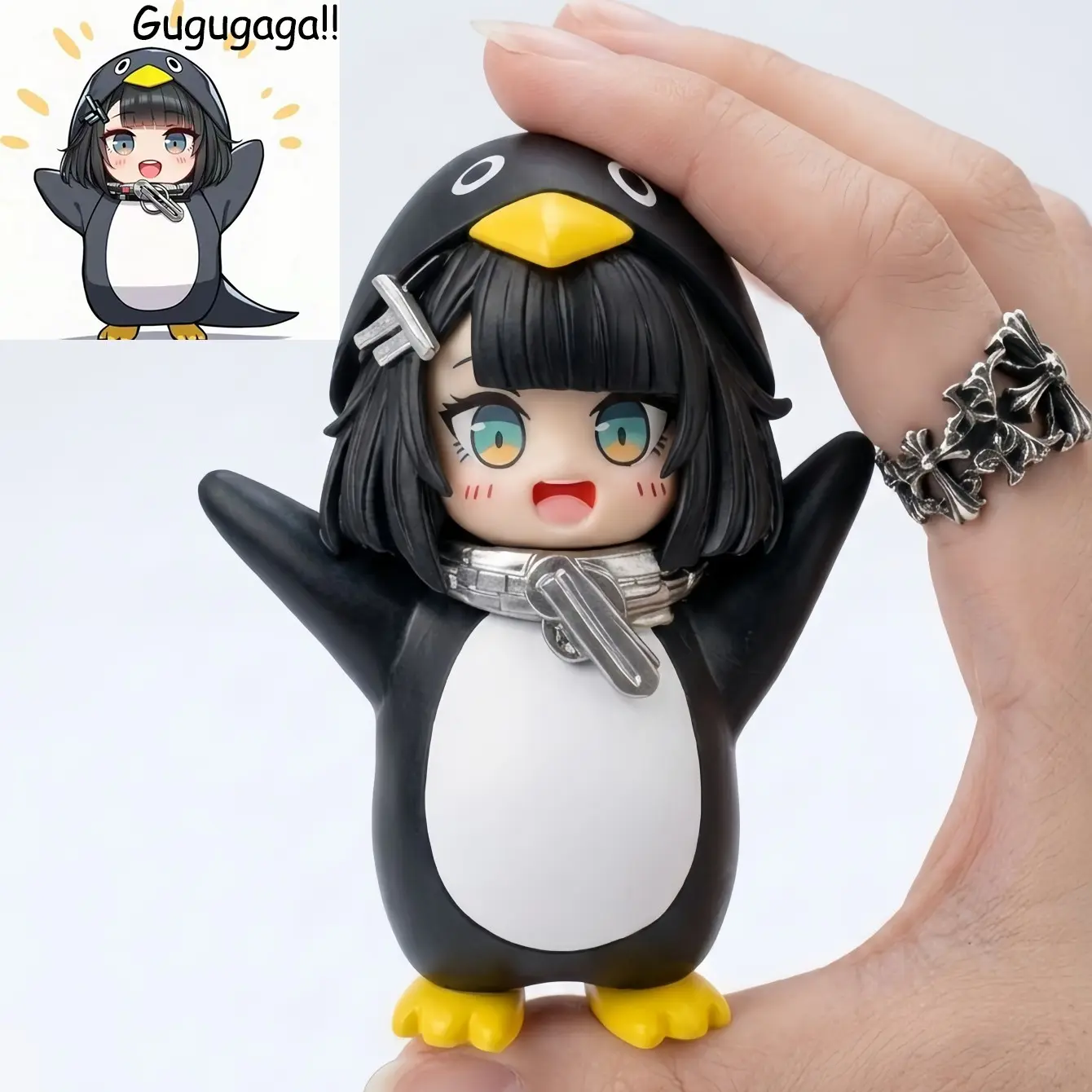 Funny Penguin Meme Plush Toy, Humorous Desktop Decoration, Cartoon Game Enthusiast Gift, Gugugaga Fun Figurine, Resin Figure, Perfect for Desk Decor, Resin Animal Figurines, Funny Home Decor