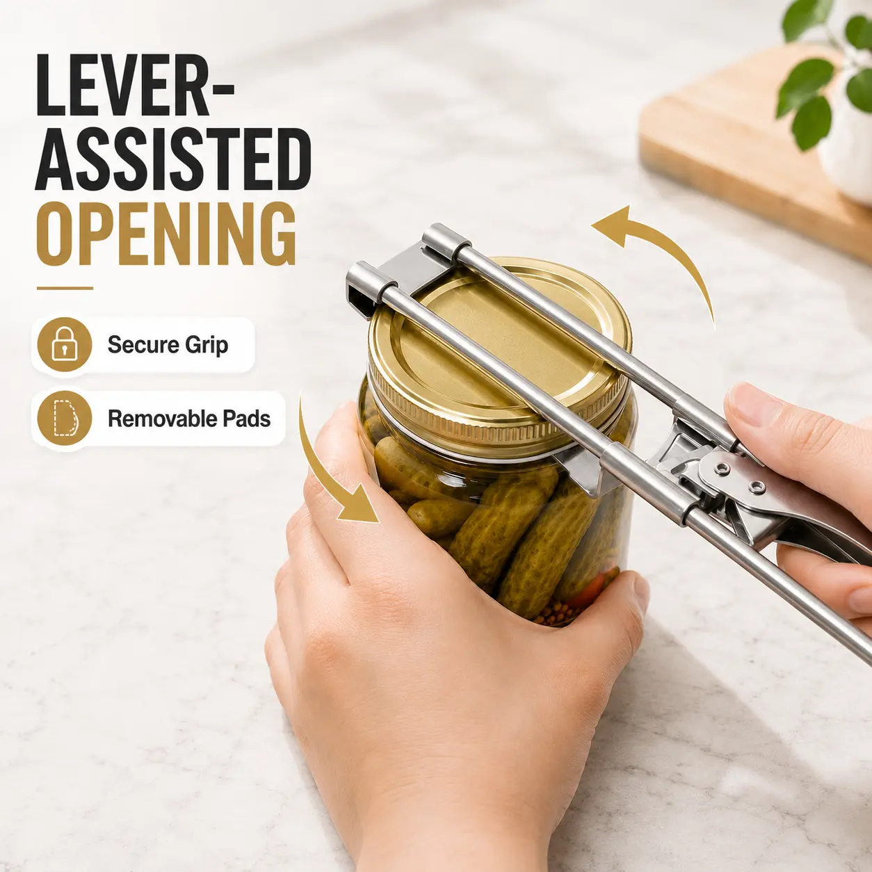 Jar Opener for Weak Hands, Adjustable Stainless Steel Lid Opener Gripper, Manual Bottle Cap Opener for Kitchen Jars