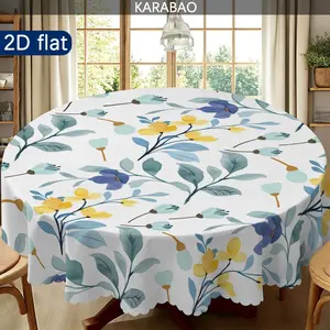 2D flat, 1PC, Elegant Floral Tablecloth, Overlay Table Cover, Perfect Home Decor, Ideal Gift for Friends, Indoor & Outdoor Use, Kitchen Dining Room Accessories