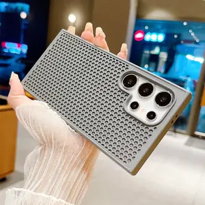 Luxury Heat Dissipation Breathable Mesh Phone Case For Samsung Galaxy S25 S24 S23 Ultra Plus Shockproof Soft Bumper Hard Cover