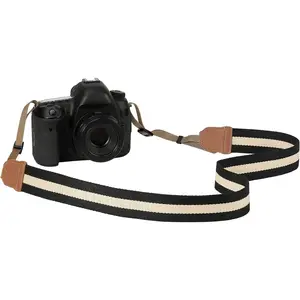 X-CLC09  Camera Strap, Cotton Woven Camera Strap, Adjustable Universal Neck & Shoulder Strap for Video Camcorder, Binoculars, and Nikon/Canon/Sony/Minolta/Panasonic/SLR/DSLR Digital Cameras, Black & Beige