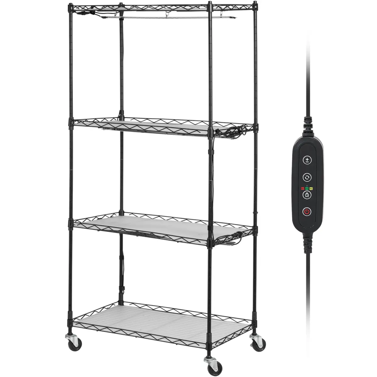 Rectangular 4-Tier Wheeled Metal Plant Stand with 45W Full Spectrum LED Panels Grow Light, 3-Mode Timer, PP Mat Base - Indoor Use Grow Support for Seed Starting, Greenhouse Germination (Home Improvement Garden Equipment)