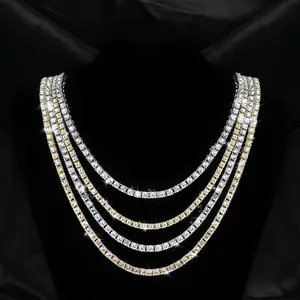 HIP HOP ICY 5MM Men's Tennis Chain, Geometric Rhinestone Cuban Link Necklace, Gold Plated Drip Jewelry Gift for Him