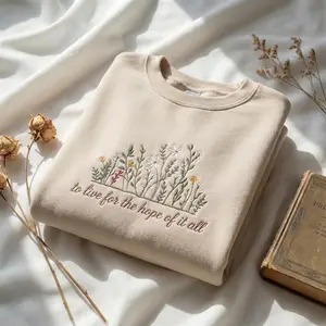Embroidered Floral Sweatshirt, Folklore Inspired Crewneck