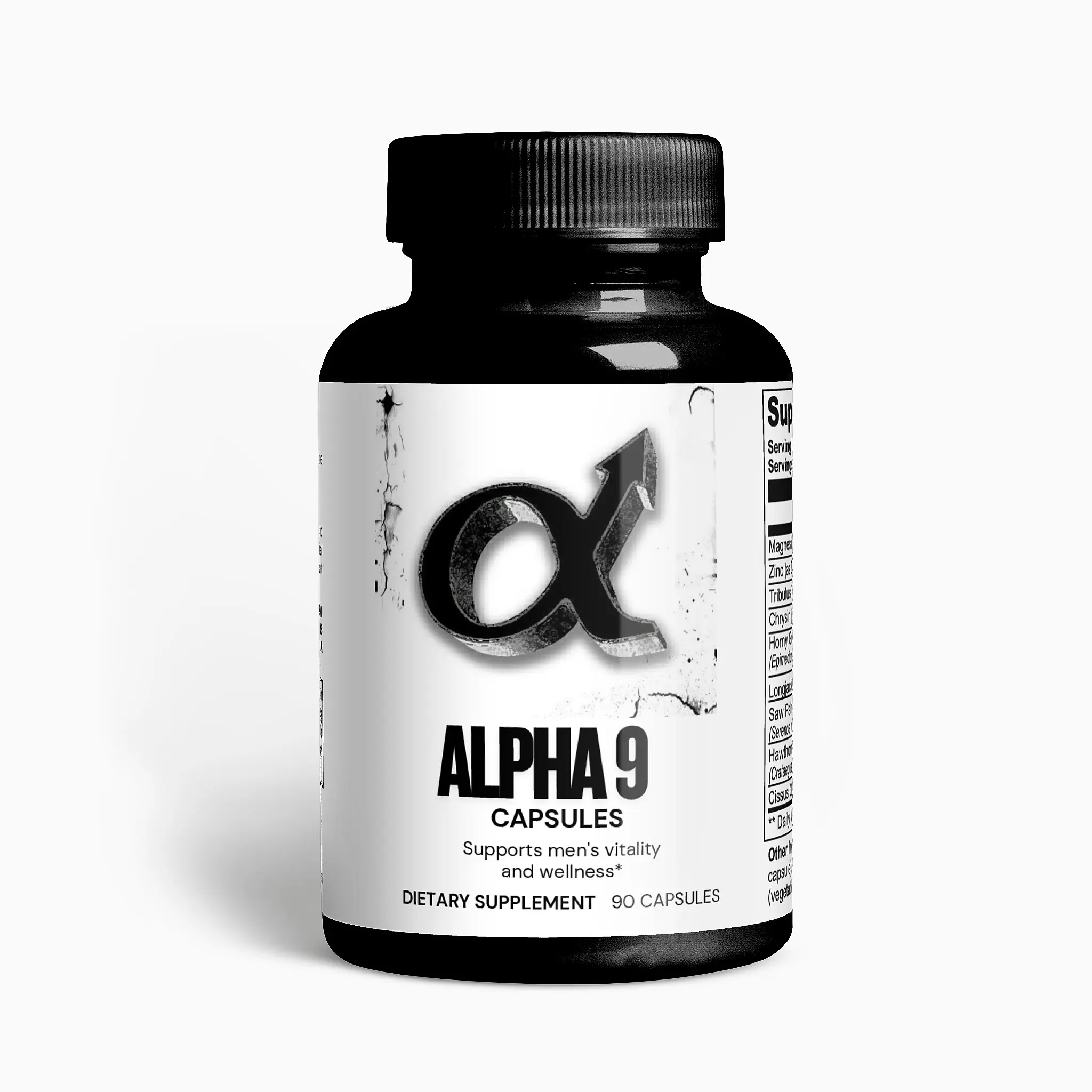 Alpha 9 Capsules - Men's Vitality & Wellness Supplement with Magnesium, Zinc, Tribulus Terrestris & More - 90 Capsules for Muscle Support, Heart Health & Bone Strength