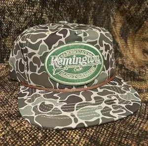 Remington Hunting Patch Retro Camo Snapback Hat with Rope Brim | Stylish Hunting Hat for Men | Perfect Gift for Him, Husband, or Boyfriend | Premium Quality and Comfortable Design for Outdoor Enthusiasts