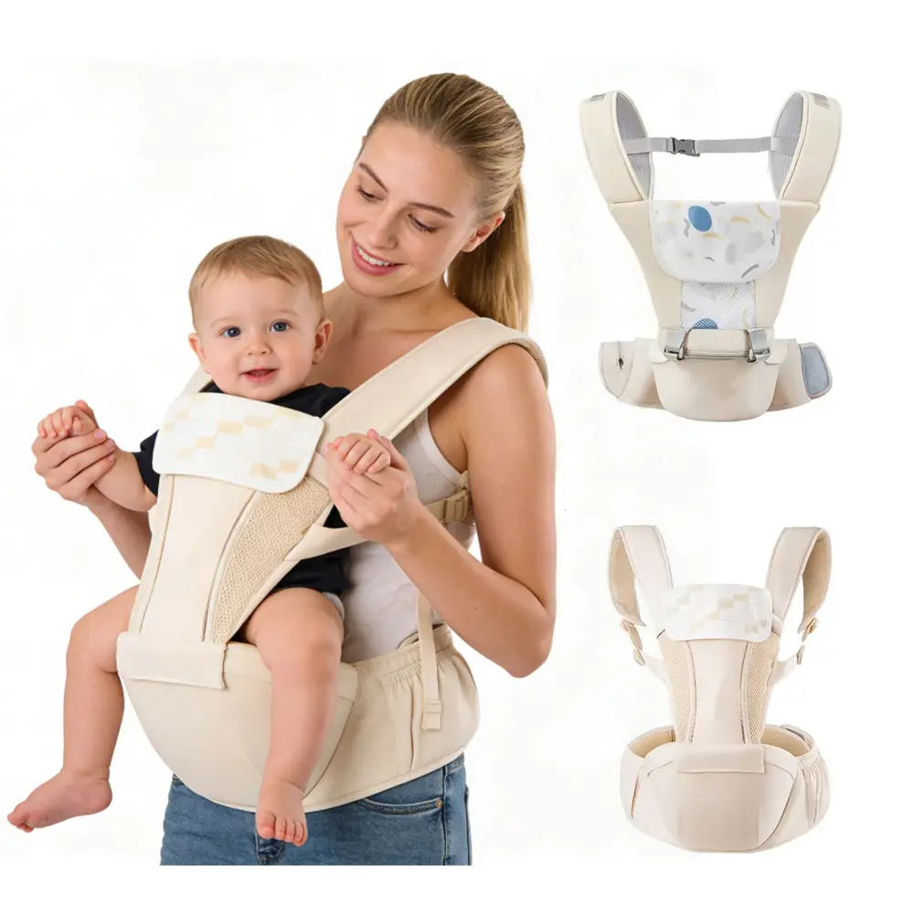 Ergonomic Baby Hip Seat: Features adjustable shoulder straps and waistbelt, crafted from high-quality fabric that is skin-friendly and comfortable. Easy to put on, it offers six different carrying positions—including both hip seat and carrier modes. outdo