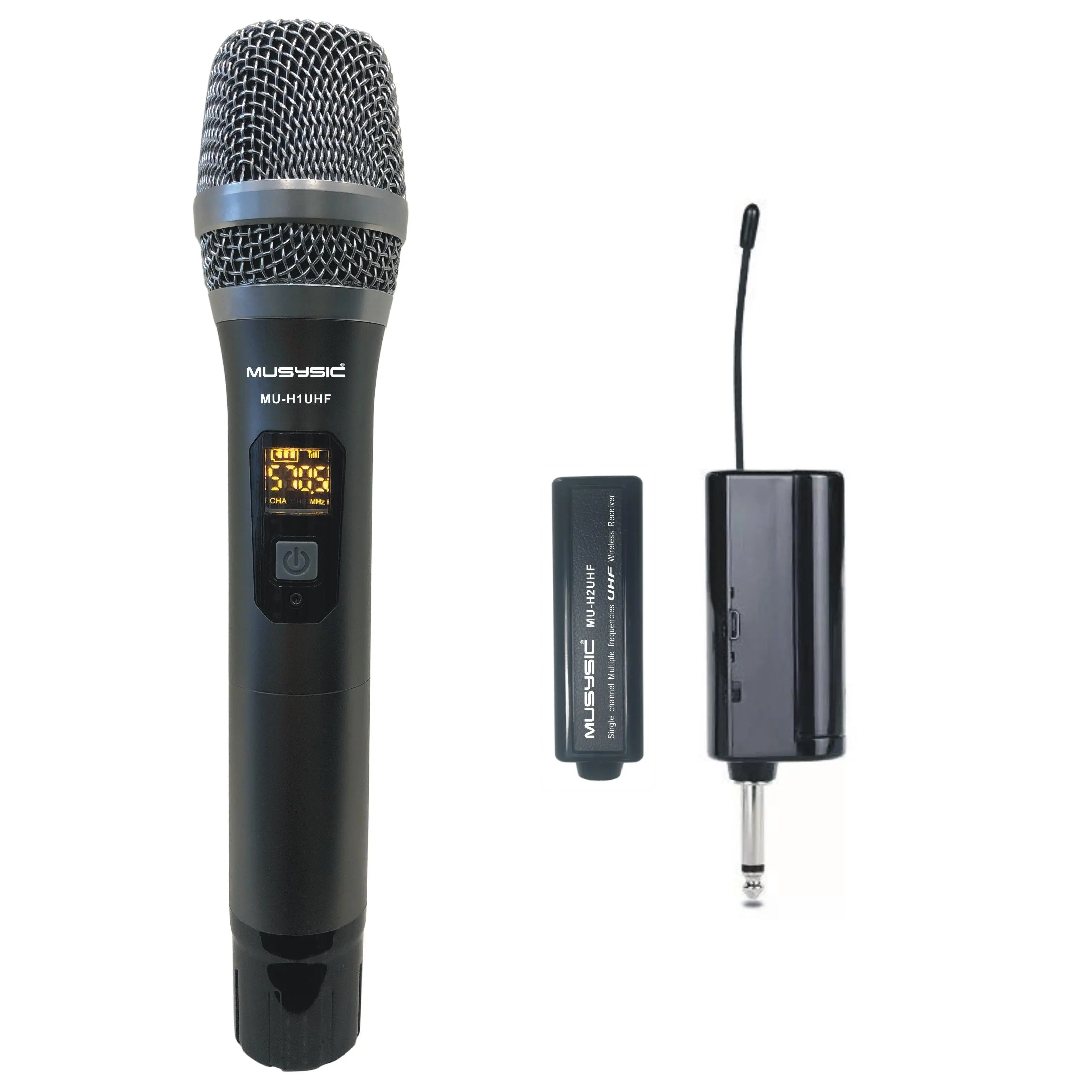 MUSYSIC MU‑H1UHF Portable UHF Wireless Microphone System – 500–580 MHz, Plug‑and‑Play Receiver, Handheld Mic