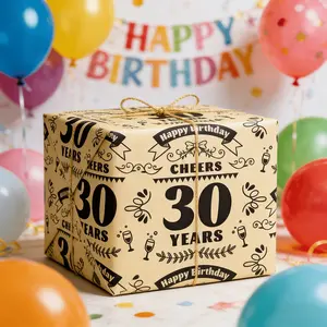 1 Roll 30th Birthday Gift Wrapping Paper, 17inch X 9.84ft Kraft Paper, Ideal for Celebrations, Durable & Stylish Packaging Solution