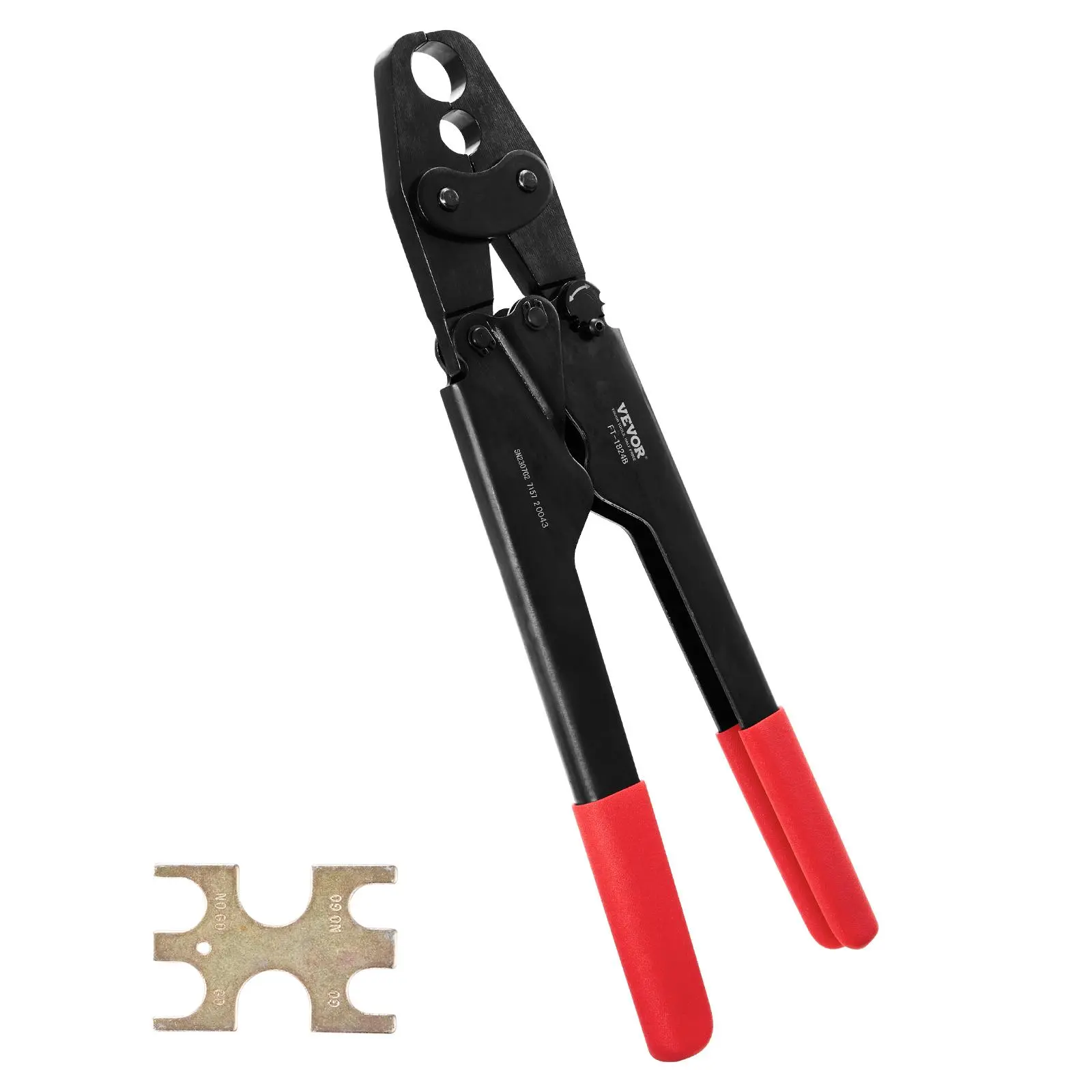 【Summerfinds】VEVOR PEX Crimping Tool, Dual Head Combo PEX Crimper Tool for 1/2" and 3/4" PEX Copper Crimp Rings, Compact Plumbing Crimp Tool with Go/No-Go Gauge, Well-Polished Jaw, Meets ASTM F1807 Standards