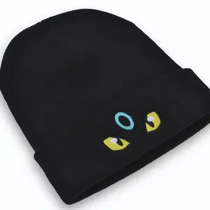 Embroidered Shiny Umbreon Inspired Beanie | Beanie Anime Embroidered Beanies Solid Color Trendy Knit Hats Warm Ski Hats For Christmas Gift