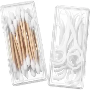 2PCS Cotton Swab Holder for Travel, Floss Picks Case, Portable Small Dental Floss Holders, Cotton Swab Boxs Travel Storage Case, Dental Toothpick Holder for Cottons Buds Hair Ties Flosss