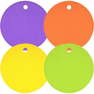 4-Pack Silicone Jar Opener Pad for Weak Hands Seniors Kids, Large Non-Slip Jar Gripper Multi-Purpose Kitchen Bottle Opener Non-Tear Lid Opener Rubber Coaster (Candy Color Set)