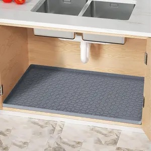 34" x 22" Under Sink Mat Under Sink Organizer Tray for Kitchen & Laundry Cabinets Silicone Cabinet Protector Sink Cabinet Mats