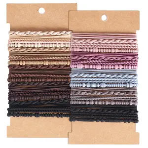 20Pcs Braided Elastic Hair Ties Set, 2 in 1 Ponytail Holders Convert to Wrist Bracelets, No Damage Neutral Earth Tone & Pastel Color Hair Bands for Women Thick Hair