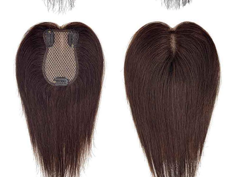 Real Human Hair Topper with Bangs – Volumizing High Root Lift Cover Gray Invisible Lightweight Top Piece for Women Thinning Hair
