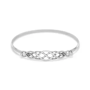 JewelryWeb Sterling Silver Celtic Trinity Knot Cuff Bangle Bracelet for Women with Hook Closure