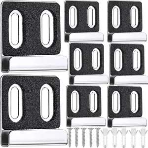 8 Pieces Mirror Clips Hangers Stainless Steel Mirror Holders Heavy Duty Double Hole Mirror Brackets with Screws Kit for Wall Mounting Frameless Mirrors Billboard Display